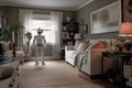 humanoid robot interacting with smart home system Royalty Free Stock Photo