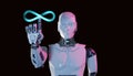 Humanoid robot with metaverse technology concept. 3d render Royalty Free Stock Photo