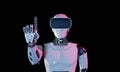 Humanoid robot with metaverse technology concept. 3d render Royalty Free Stock Photo