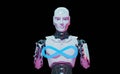 Humanoid robot with metaverse technology concept. 3d render Royalty Free Stock Photo