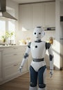 Humanoid robot in modern kitchen setting Royalty Free Stock Photo