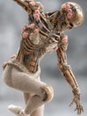 A humanoid robot posed like a ballet dancer features intricate mechanical Royalty Free Stock Photo