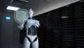 Humanoid Robot Protection Shield Server Room Royalty Free Stock Photo