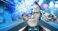 Humanoid Robot Splintered Head Brain Royalty Free Stock Photo