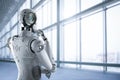 Humanoid robot thinking Royalty Free Stock Photo