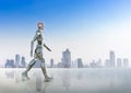 Humanoid robot walk Royalty Free Stock Photo