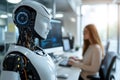 humanoid robot work in office with people . Royalty Free Stock Photo