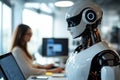 humanoid robot work in office with people . Royalty Free Stock Photo