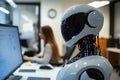humanoid robot work in office with people . Royalty Free Stock Photo