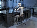 Humanoid robot working in a diagnostic laboratory
