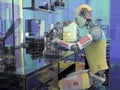 Humanoid robot working in a diagnostic laboratory