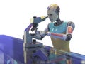 Humanoid robot working in a diagnostic laboratory