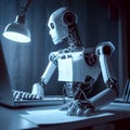 Humanoid robot working from home