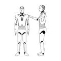 Humanoid robots icon, artificial intelligence design ,