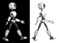 A humanoid walking robot isolated on black and white background. Future concept with robotics and artificial intelligence. 3D
