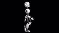 A humanoid walking robot. Looped 2D animation. Alpha channel. Isolated on transparent background.