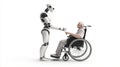 humanoid and wheelchair patient, AI generated Royalty Free Stock Photo