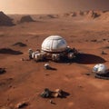 Humans building on mars Royalty Free Stock Photo