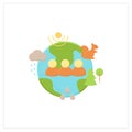 Humans and ecosystem flat icon