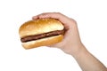 Humans hand with hamburger