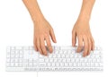 Humans hands using keyboard