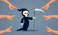 People Blaming Death Character Pointing Fingers Vector Concept Illustration Royalty Free Stock Photo