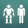 Humans vs Robots white icons. Concept business illustration. Vector illustration isolated on modern background.