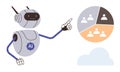 AI Robot Interacting with Data Visualization for Team Collaboration and Analysis Royalty Free Stock Photo
