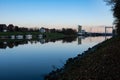 Humbeek, Flemish Brabant Region, Belgium - Landscape view at the banks of the canal with colorful twilight reflections