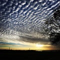 Humber suspension bridge and Mackerel sky Royalty Free Stock Photo