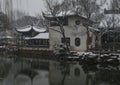 Humble Administrator`s Garden in snow, ancient suzhou, china Royalty Free Stock Photo