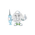 A humble Nurse fibrobacteres Cartoon character holding syringe