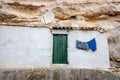 Humble rural houses with satellite dishes