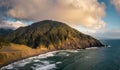 Humbug Mountain Oregon Coast with Pacific Coast Highway, aerial view. Royalty Free Stock Photo