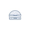 humburger thin line icon. burger hand drawn pen style line icon Royalty Free Stock Photo