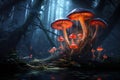 Humid Mushroom rain forest. Generate Ai Royalty Free Stock Photo