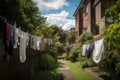 humid summer day, with loads of laundry drying on the line Royalty Free Stock Photo