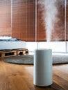 humidifier on the floor in the bedroom interior