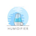Humidifier and hygrometer in flat style. Vaporizer of water with ultrasonic method flat vector illustration on white background