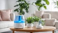 Humidifier in the living room, plants flowerpots fresh room comfort health wet electric