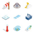 Humidify icons set, isometric style Royalty Free Stock Photo