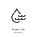 humidity icon vector from miscellaneous collection. Thin line humidity outline icon vector illustration. Outline, thin line