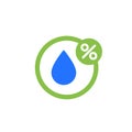 Humidity icon, water drop and percent vector