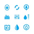 Humidity, water control icons set