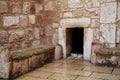 The humility door, entrance to the Basilica of the Nativity in Bethlehem Royalty Free Stock Photo