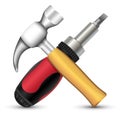 Hummer and Screwdriver Icon. Vector illustration