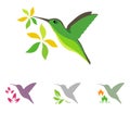 Humming bird and flower icons