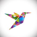 Humming bird symbol with colorful geometric graphic concept isolated white background, vector & illustration Royalty Free Stock Photo