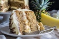 hummingbird cake, with layers of moist yellow cake, rich pineapple filling and creamy frosting