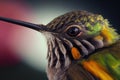 Hummingbird, close up, macro, detailed. Portrait of colorful bird, wildlife